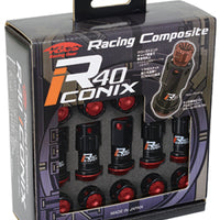 Project Kics 12X1.25 Black R40 Iconix Lug Nuts - 16+4 (Red Cap)