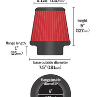 AEM 6 in Short Neck 5 in Element Filter