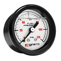 Grams Performance Universal 0-120 PSI Fuel Pressure Guage - White Face