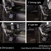 Diode Dynamics 18-21 Jeep JL Wrangler/Gladiator Cowl Mount LED Bracket Kit