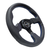 NRG Reinforced Steering Wheel (320mm) Black Leather w/Blue Stitching