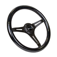 NRG Classic Wood Grain Steering Wheel (350mm) Black Sparkled Grip w/Black 3-Spoke Center