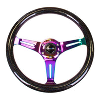 NRG Classic Wood Grain Steering Wheel (350mm) Black Sparkle/Galaxy Color w/Neochrome 3-Spoke