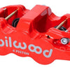 Wilwood Caliper - Aero4-DS Forged Four-Piston Caliper Black 1.12in Piston 1.10in Rotor - Red