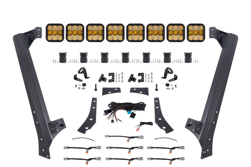 Diode Dynamics Jeep JK SS5 Pro CrossLink Windshield - Yellow Combo Lightbar Kit