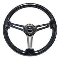 NRG Reinforced Steering Wheel (350mm / 3in. Deep) Black Multi Color Flake Wood w/ Black Matte Center