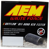 AEM Brute Force Dryflow Air Filter - Conical 6in Base OD / 5.125in Top OD / 5.25in Height