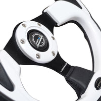 NRG Reinforced Steering Wheel (320mm) Blk w/White Trim & 4mm 3-Spoke