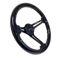 NRG Reinforced Steering Wheel (350mm / 3in. Deep) Black Multi Color Flake Wood w/ Black Matte Center