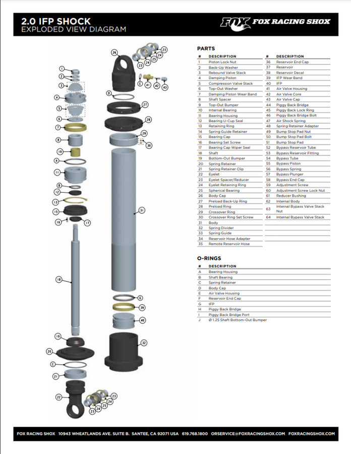 Fox Eyelet Shaft Dia. 0.875 Shaft 1.000 W 5.260 Tlg Dia. 1.1869 ID Titan Al 6061 Black Ano II