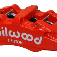 Wilwood Caliper-Forged Dynapro 6 5.25in Mount-Red-L/H 1.62/1.12/1.12in Pistons 1.10in Disc