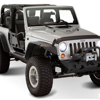 Bushwacker 07-18 Jeep Wrangler Flat Style Flares 4pc Fits 2-Door Sport Utility Only - Black