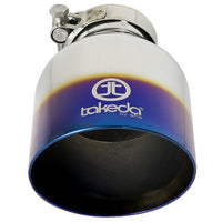 aFe Takeda 304 Stainless Steel Clamp-On Exhaust Tip 2.5in. Inlet / 4.5in. Outlet - Blue Flame