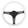 NRG Classic Wood Grain Steering Wheel (350mm) Glow-N-The-Dark Green Grip w/Black 3-Spoke Center