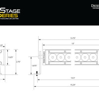 Diode Dynamics 12 In LED Light Bar Single Row Straight - Amber Wide Each Stage Series