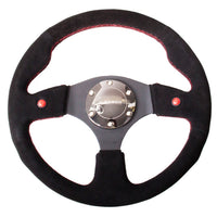 NRG Reinforced Steering Wheel (320mm) Blk Suede w/Dual Buttons