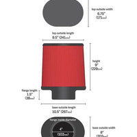 AEM 4.00 in Dryflow Air Filter Oval 9.00 in Element