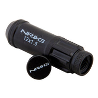 NRG 700 Series M12 X 1.5 Steel Lug Nut w/Dust Cap Cover Set 21 Pc w/Locks & Lock Socket - Black