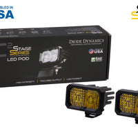 Diode Dynamics Stage Series 2 In LED Pod Sport - Yellow Combo Standard ABL (Pair)