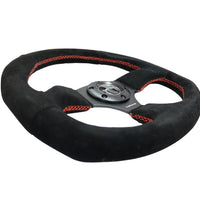 NRG Reinforced Steering Wheel (320mm Horizontal / 330mm Vertical) Suede w/Red Stitch