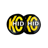 KC HiLiTES 8in. Round Soft Cover HID (Pair) - Black w/Yellow Brushed KC Logo