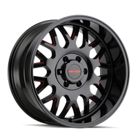 Mayhem 8110 Tripwire 20x9 / 8x165.1 BP / 0mm Offset / 130.8mm Hub Black w/ Prism Red Wheel