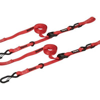 SpeedStrap 1In x 10Ft Cam-Lock Tie Down with Snap S-Hooks Soft-Tie (2 Pack) - Red