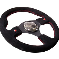 NRG Reinforced Steering Wheel (320mm) Blk Suede w/Dual Buttons