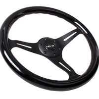 NRG Classic Wood Grain Steering Wheel (350mm) Black Paint Grip w/Black 3-Spoke Center